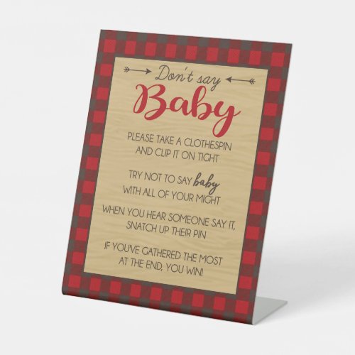 Flannel Lumberjack Dont Say Baby Party Game Sign