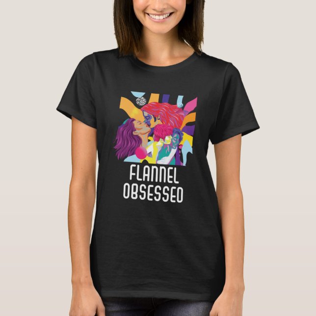 Flannel Obsessed Bisexual Rainbow Pride Bisexualit T-Shirt (Front)