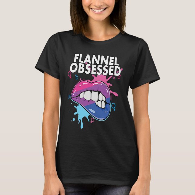 Flannel Obsessed Bisexual Rainbow Pride Bisexualit T-Shirt (Front)