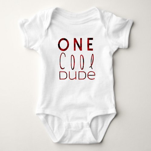 Flannel One Cool Dude  First Birthday Baby Bodysuit