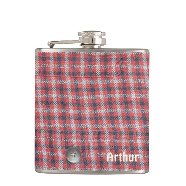 Flannel Plaid Shirt Hip Flask (Front)