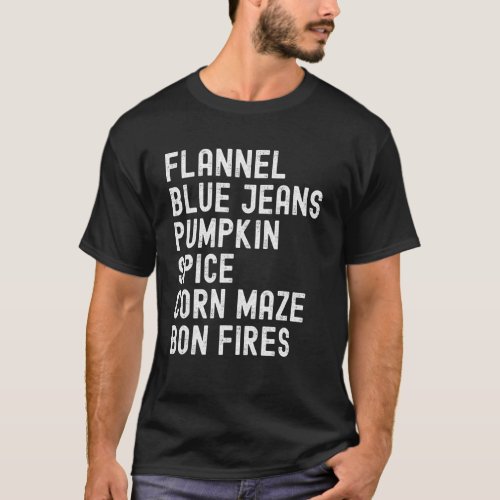 Flannel Pumpkin Spice Bon Fires Fall Autumn Activi T_Shirt