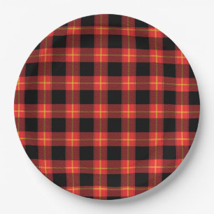 Flannel Red Buffalo Plaid Pattern Fall Autumn Art Paper Plates