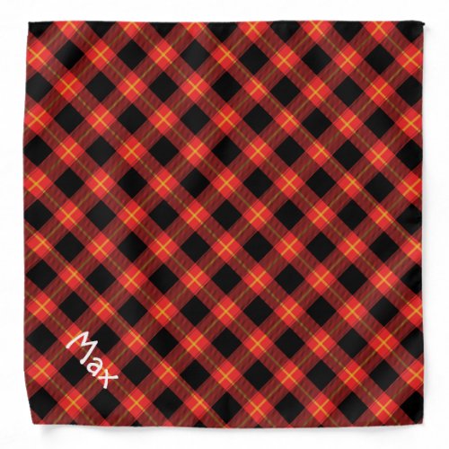 Flannel Red Buffalo Plaid Pet Name Template Bandana