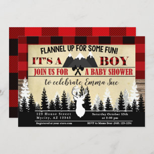 Flannel up for some fun Buffalo Check Lumberjack Invitation