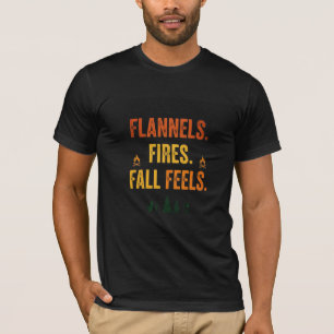 Flannels Fires Fall Feels Autumn Camping Design T-Shirt
