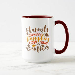 Flannels Hay Rides Pumpkins Cider Leaves Bonfires Mug