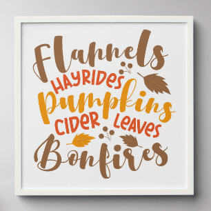 Flannels Hay Rides Pumpkins Cider Leaves Bonfires Peel And Stick Photo Tile