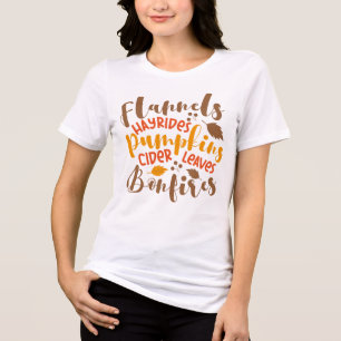 Flannels Hay Rides Pumpkins Cider Leaves Bonfires Tri-Blend Shirt
