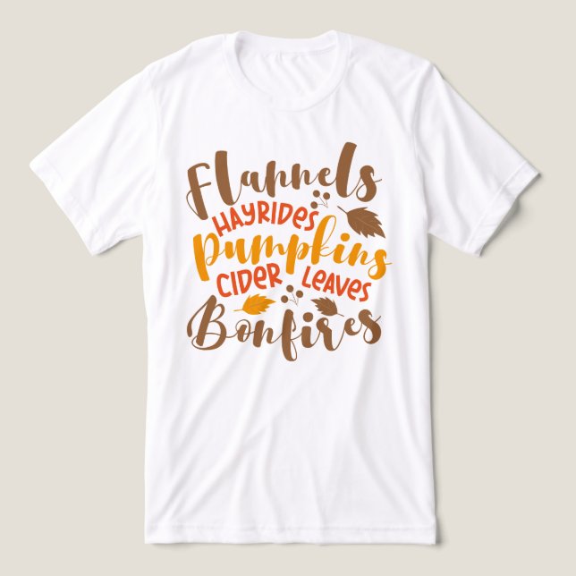 Flannels Hay Rides Pumpkins Cider Leaves Bonfires Tri-Blend Shirt (Design Front)
