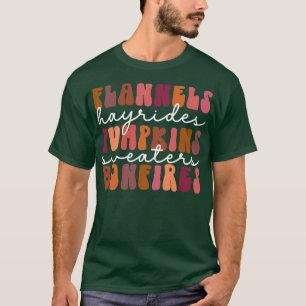 Flannels Hayrides Pumpkin Bonfires Vintage Retro A T-Shirt