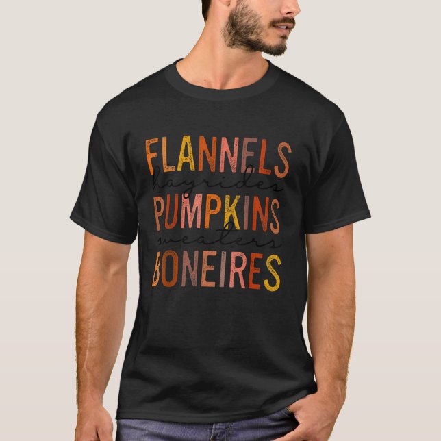 Flannels Hayrides Pumpkins Sweaters Bonfires Retro (Front)