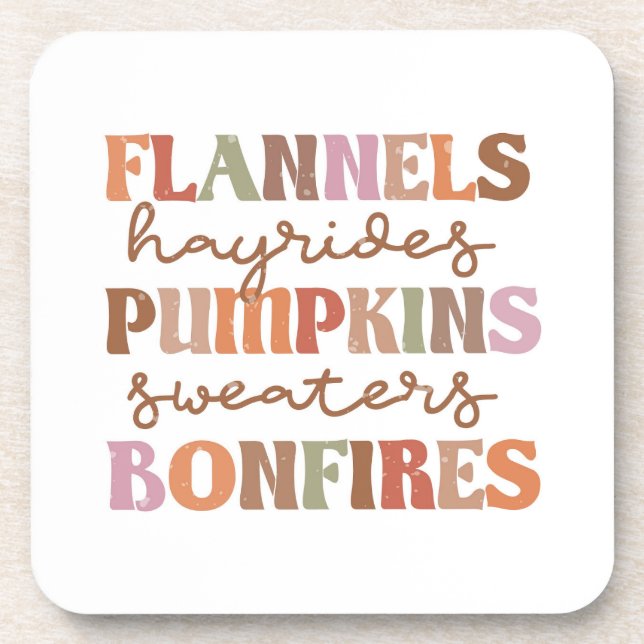 Flannels Pumpkins Bonfires Beverage Coaster (Front)