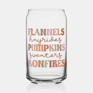 Flannels Pumpkins Bonfires Can Glass