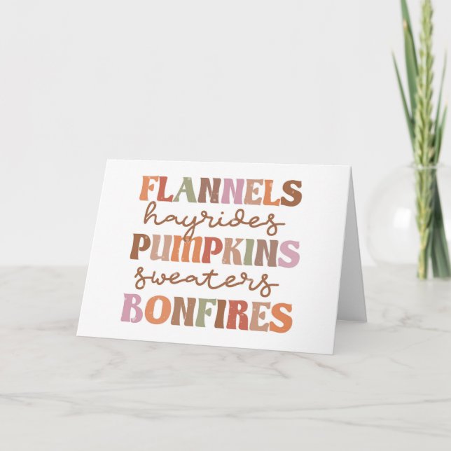 Flannels Pumpkins Bonfires Card (Front)