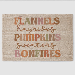 Flannels Pumpkins Bonfires Fiber Doormat