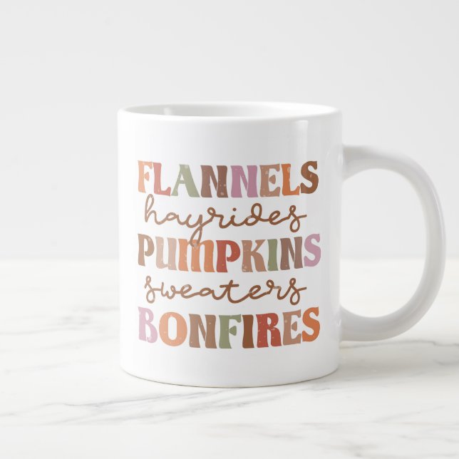 Flannels Pumpkins Bonfires Giant Coffee Mug (Right)