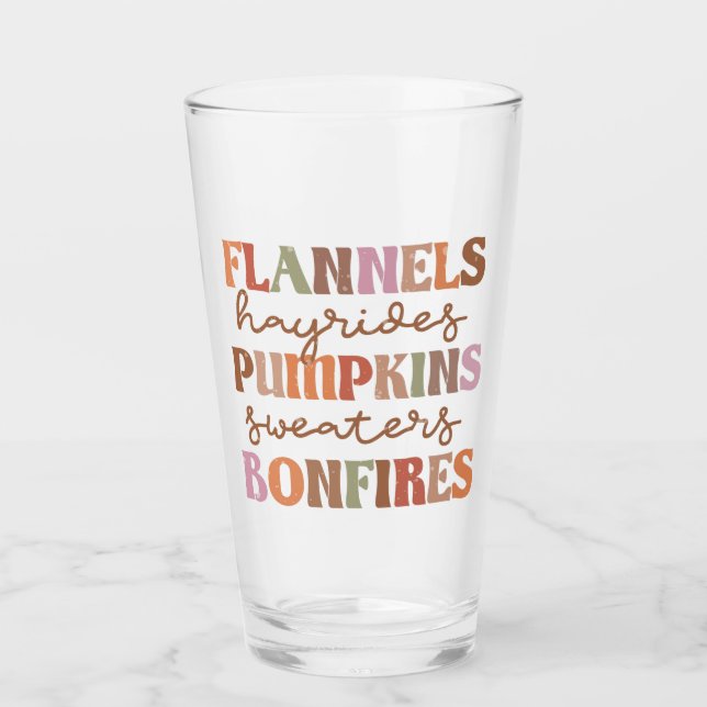 Flannels Pumpkins Bonfires Glass (Front)