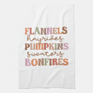 Flannels Pumpkins Bonfires Kitchen Towel