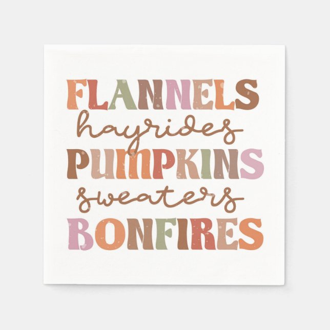 Flannels Pumpkins Bonfires Napkins (Front)
