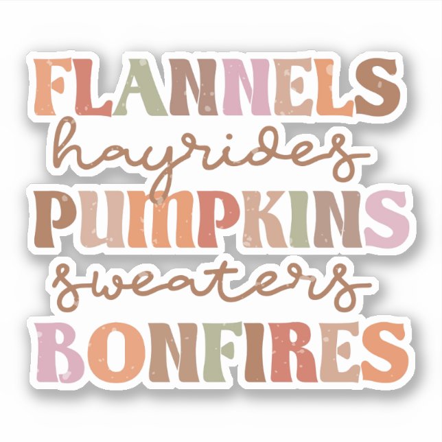 Flannels Pumpkins Bonfires Sticker (Front)