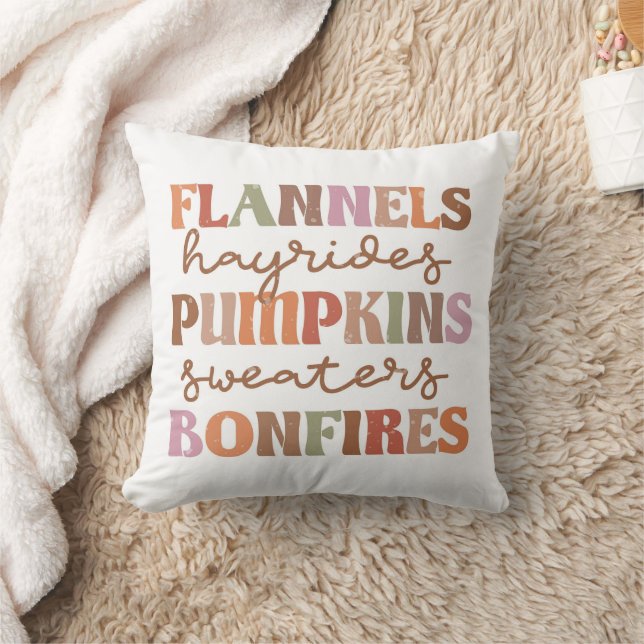 Flannels Pumpkins Bonfires Throw Pillow (Blanket)
