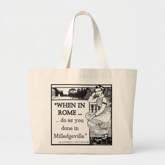Flannery O'Connor "When In Rome" Beach Bag (Front)