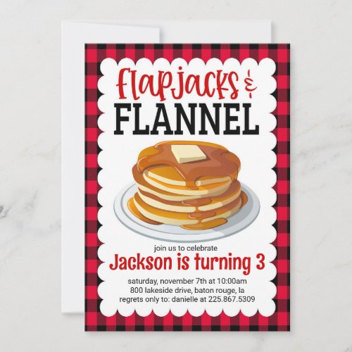 Flapjacks and Flannel Pancake Birthday Invite