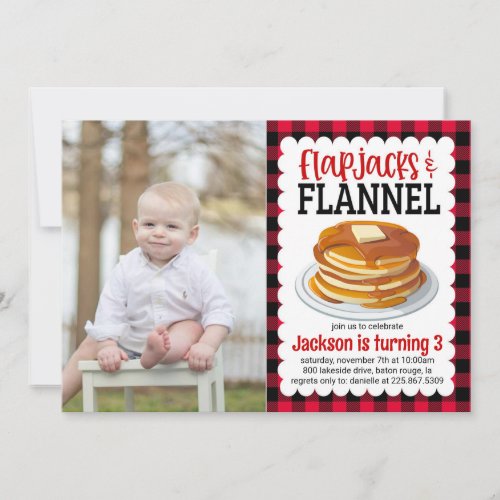 Flapjacks and Flannel Pancake Photo Birthday Invitation
