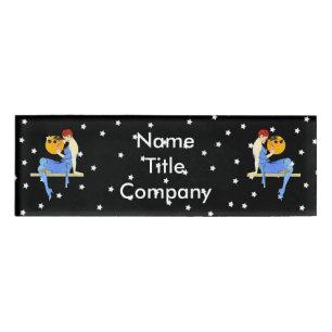 Flapper 1920 Ladies on a Shelf Red Hair Stars Name Tag