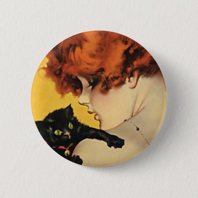 Flapper and Kitty Pinback Button (Front)