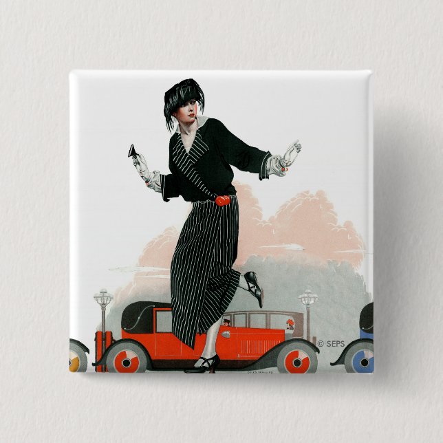 Flapper and Roadster Pinback Button (Front)
