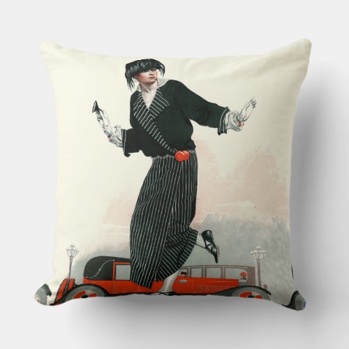 Flapper and Roadster Throw Pillow