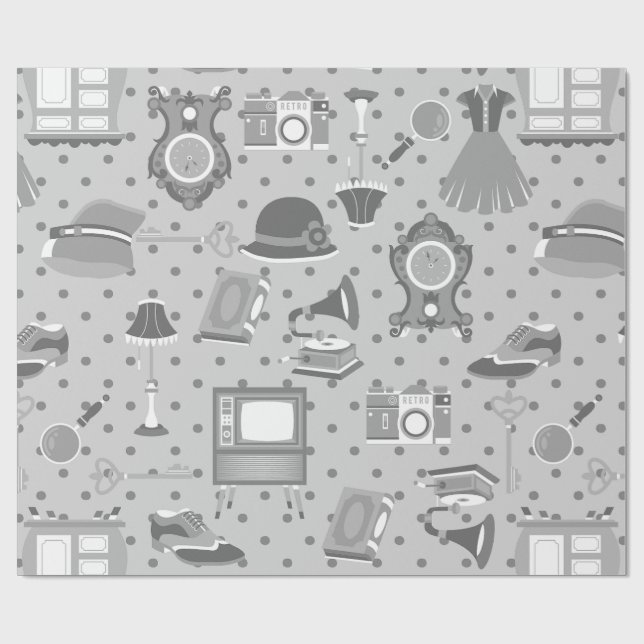 flapper antique nostalgia old fashioned decor wrapping paper (Flat)