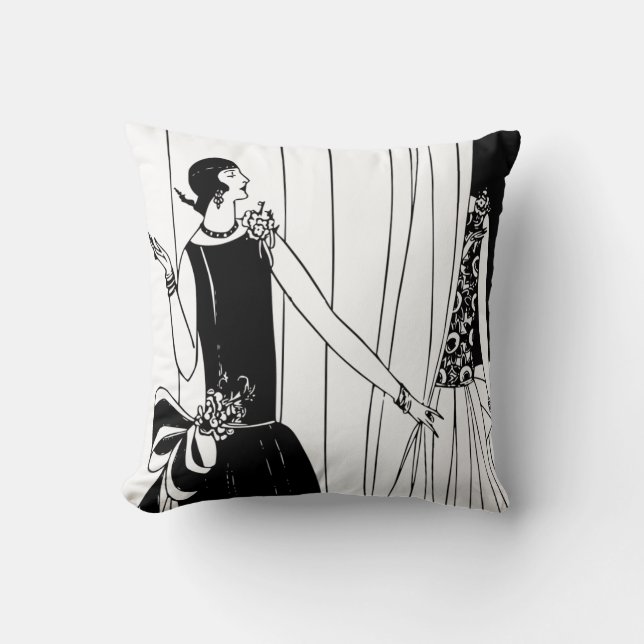 Flapper Beauty Throw Pillow (Front)