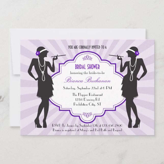 Flapper Bridal Shower Invitation (Front)