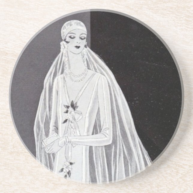 Flapper Bride Sandstone Coaster (Front)