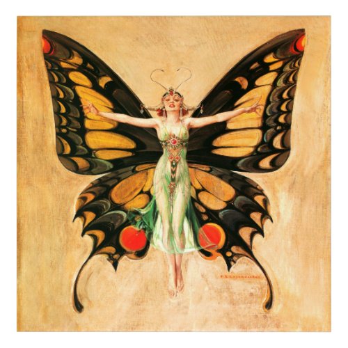 Flapper Butterfly Flying Woman Illustration Acrylic Print