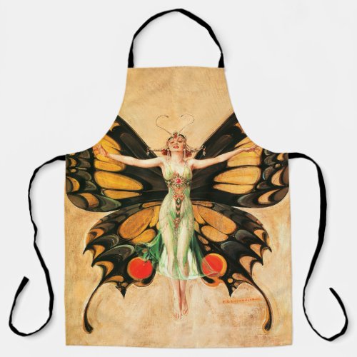 Flapper Butterfly Flying Woman Illustration Apron