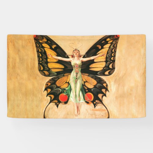 Flapper Butterfly Flying Woman Illustration Banner