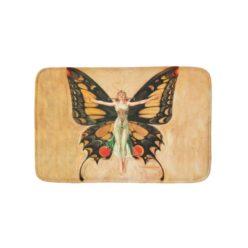 Flapper Butterfly Flying Woman Illustration Bath Mat