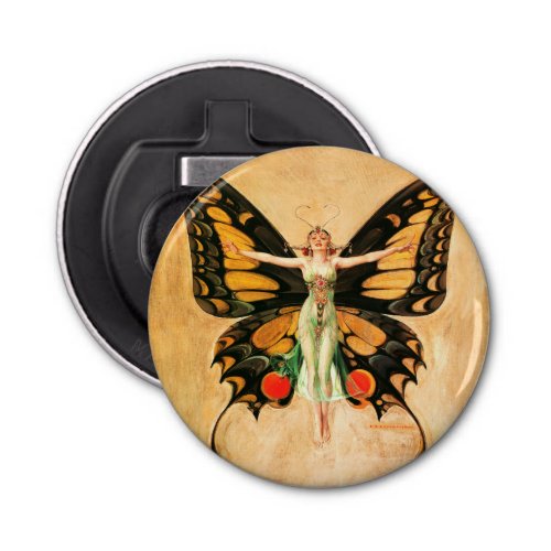Flapper Butterfly Flying Woman Illustration Bottle Opener
