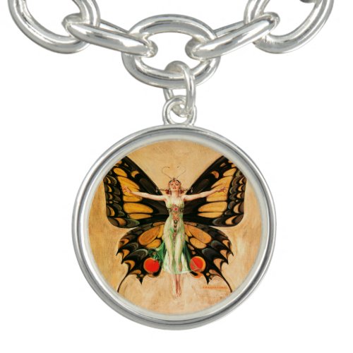 Flapper Butterfly Flying Woman Illustration Bracelet