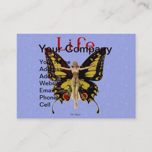 Flapper Butterfly Flying Woman Illustration Business Card