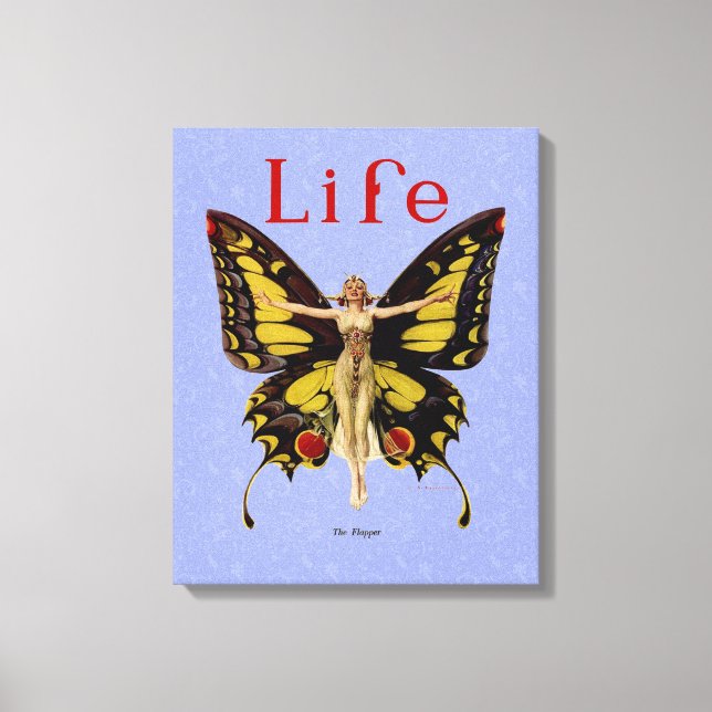 Flapper Butterfly Flying Woman Illustration Canvas Print (Front)