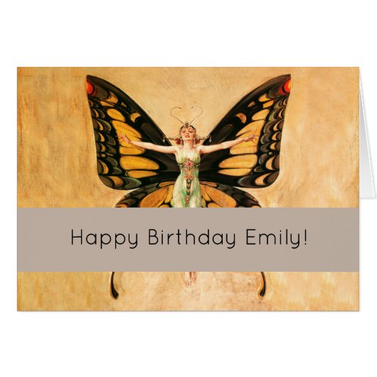 Flapper Butterfly Flying Woman Illustration Cards (Front Horizontal)