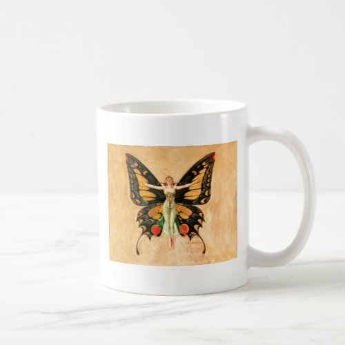 Flapper Butterfly Flying Woman Illustration Coffee Mug