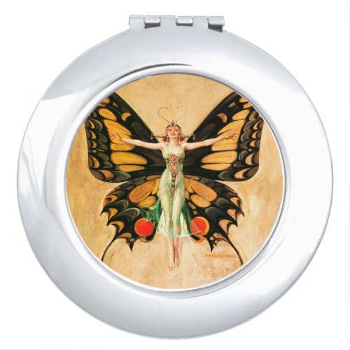 Flapper Butterfly Flying Woman Illustration Compact Mirror