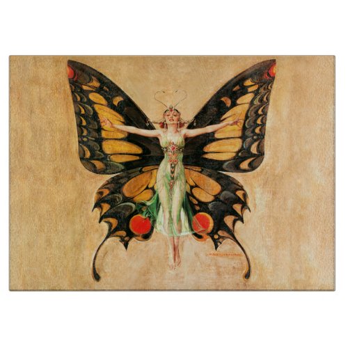 Flapper Butterfly Flying Woman Illustration Cutting Board