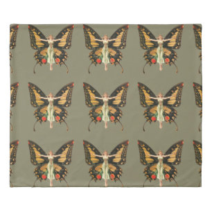 Flapper Butterfly Flying Woman Illustration Duvet Cover